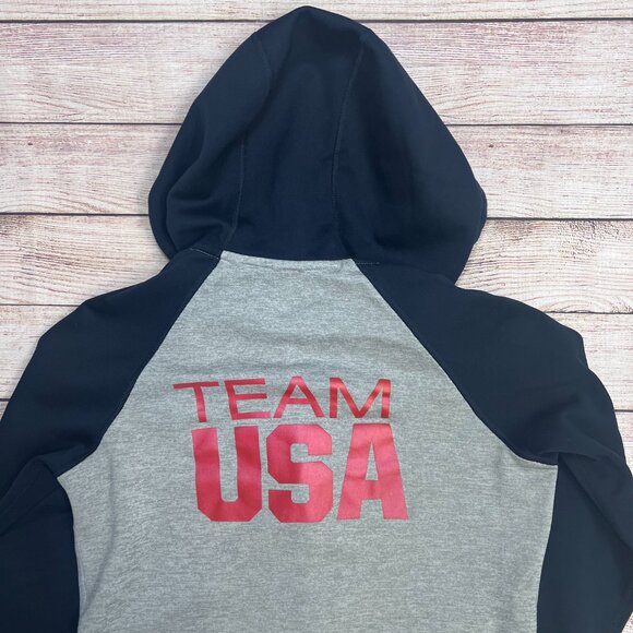 Nike Therma-Fit Team USA Olympic Full Zip Hoodie Size XS Gray Navy Fleece Lined - Picture 10 of 11